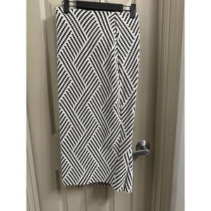 Lane Bryant Women 22 Black White Jacquard Pencil Straight Full Zip Stretch Skirt